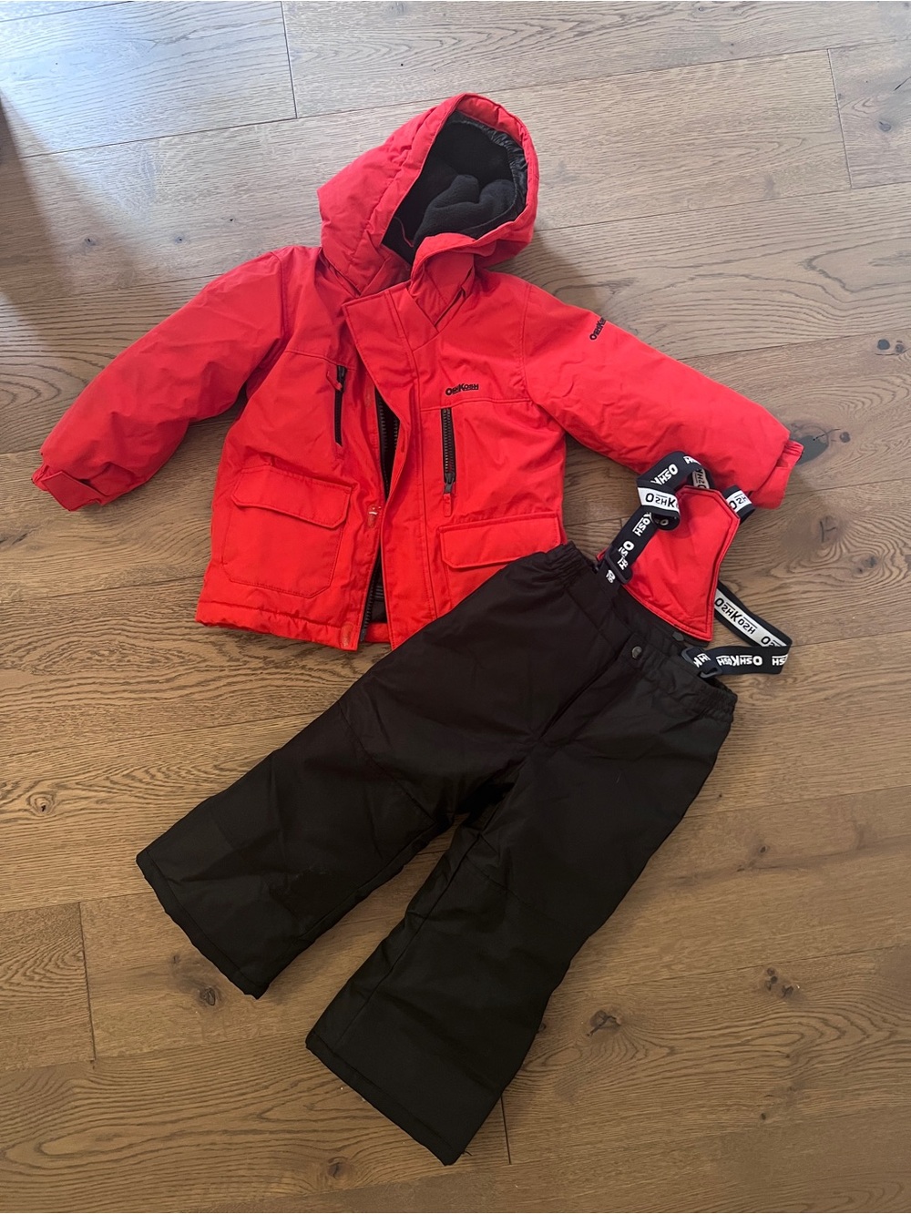 OshKosh B'gosh Red Hooded Jacket with Black Snow Pants